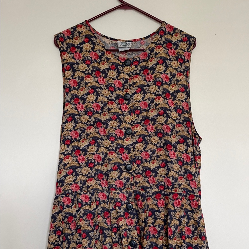Laura Ashley Blue and Pink Floral Midi Dress Size 10 - Picture 3 of 16